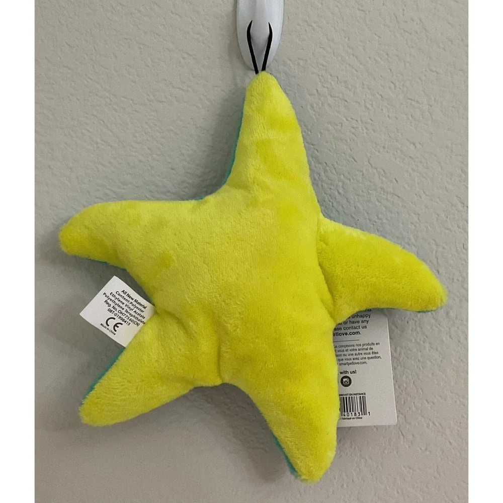 SmartPetLove Tender-Tuffs Starfish Dog Toy Teal Yellow Squeaker TearBlok‎ Medium
